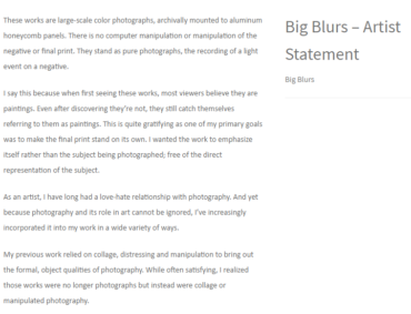 Big Blurs – Artist Statement