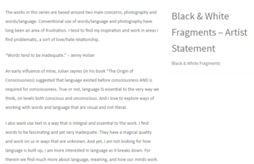 Black & White Fragments – Artist Statement