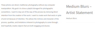 Medium Blurs – Artist Statement